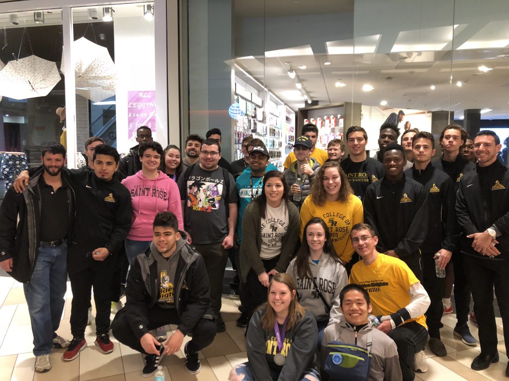 Saint Rose Best Buddies members at the mall.