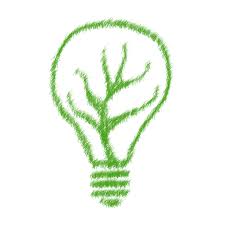 green lightbulb with tree instead of filament