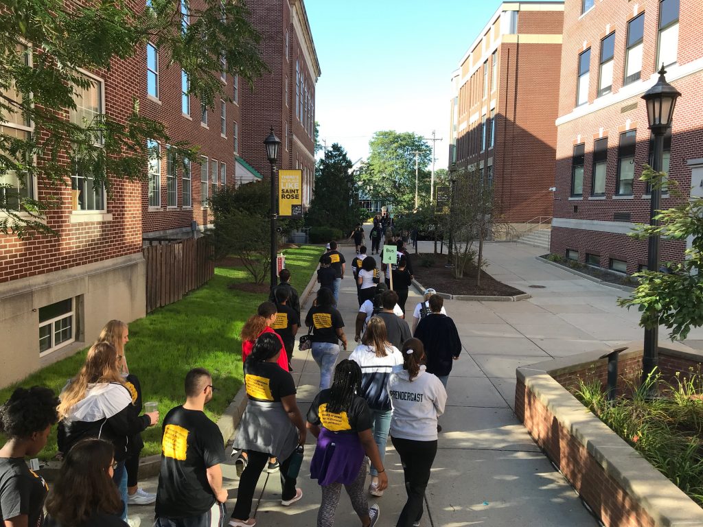 Students participating in the 2019 Reach Out Saint Rose day of service